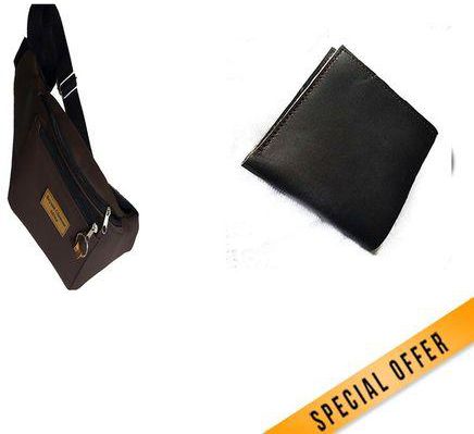 Leather waist bag Plus Black Wallet