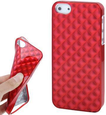 3D Grid Pattern Smooth TPU Case Cover for Apple iPhone SE / 5 / 5S  - Red