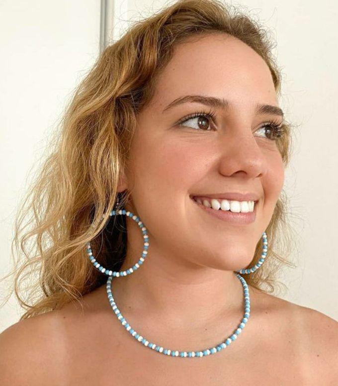 Set Jewelry Handmade (earrings-chokar) Color White/blue