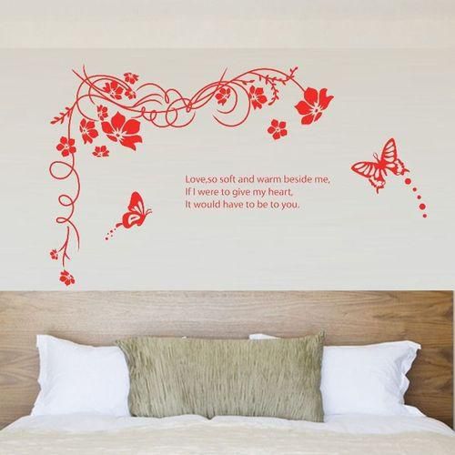 Generic Stickieart - Red Butterfly Flowers - Wall Decal - Large - 60 X 90 Cm - Sta-188