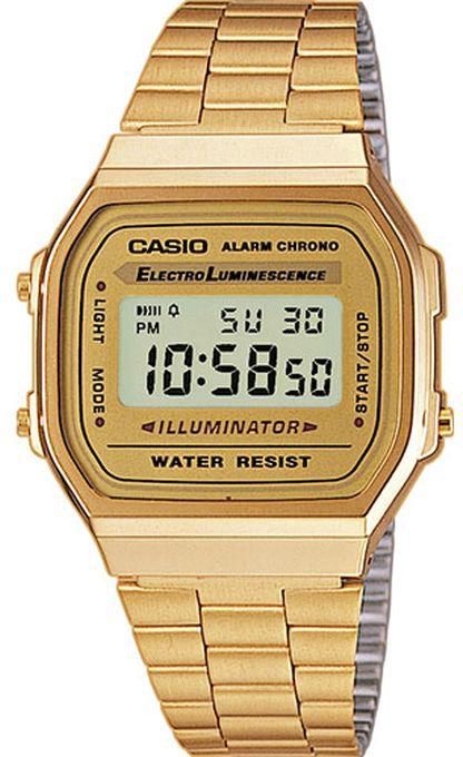 Casio A168WG-9W unisex Vintage Gold Metal Band Illuminator Alarm Watch