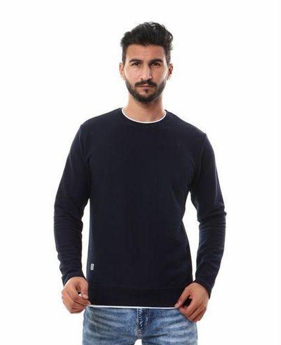 White Rabbit Round Neck Trendy Slip On Sweatshirt - Navy Blue