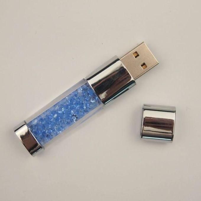 Crystal Usb Flash Drive Blue Led Light Metal Pen Drive 16gb 32gb 64gb Usb Stick Engravetext Logo Pendrive 2.0 For Wedding