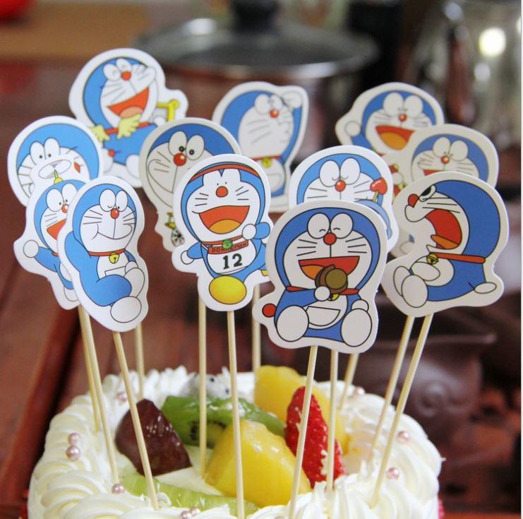 12pcs/Set Doraemon Minions Princess Rabbit Mermaid Cake Topper