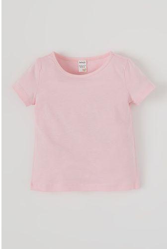 Defacto BabyGirl Pink Casual Regular Fit Knitted Short Sleeve Body