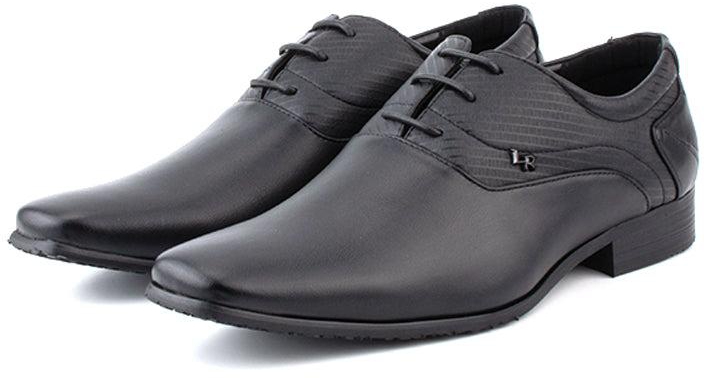 LR LARRIE Men's Plain Lace Business Closed Toe Shoes - 7 Sizes (Black)