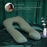 PharMeDoc Organic Pregnancy Pillow - U Shaped Maternity Body Pillow - Sage Color - Organic Cotton Cover Full Body Pillow
