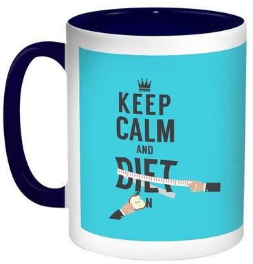 Keep Calm And Diet Printed Coffee Mug Sky Blue/White/Dark Blue