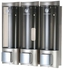 Wall-Mounted Triple Chamber Manual Soap Dispenser Silver/Black 7.72x7.79x2.52inch