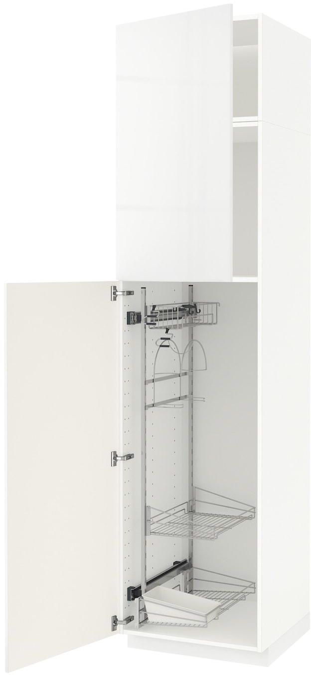 METOD خزانة عالية مع أرفف مواد نظافة - أبيض/Ringhult أبيض ‎60x60x240 سم‏