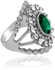 Anna Bella Women's Silver Plated with Green & White Crystal Ring - Size 18