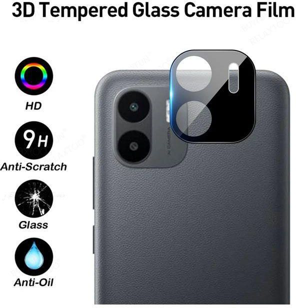 Tempered Glass Camera Lens Protector [Does Not Affect Photography] Scratch Resistant For Xiaomi Redmi A1 Plus -0- BLACK