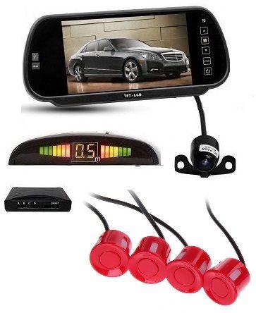 7 Inch TFT LCD Car Mirror Monitor With Reverse Camera, Indicator And Red Color Sensors