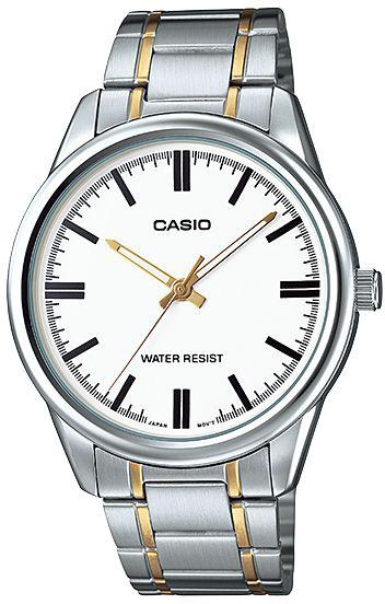 ساعة كاسيو للرجال بسوار من الستانلس ستيل أبيض MTP-V005SG-7A