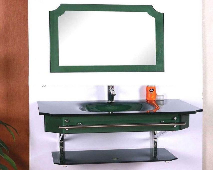 San George Design Basin Bathroom Unit Green 80 Cm With Shelves