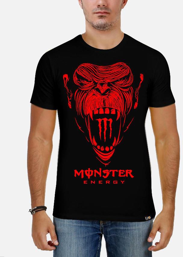 IZO Tshirt Black Cotton Round Neck "Monster Monkey" T-shirt