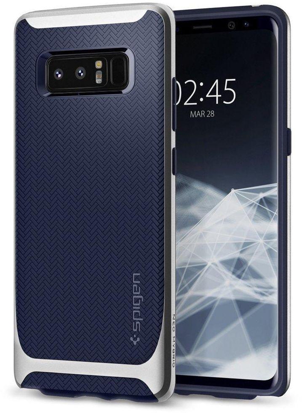 Galaxy Note 8 Case , Spigen Neo Hybrid with Herringbone Flexible Inner Protection and Hard Frame Arctic Silver