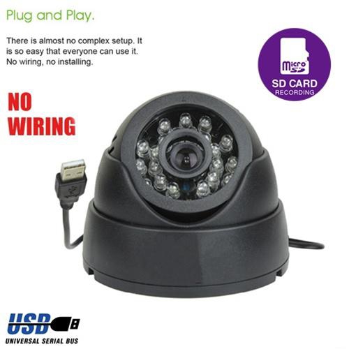 DOME MicroSD Day &amp; Night Indoor Surveillance CCTV Camera (Black)