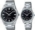 Casio His & Hers Black Dial Stainless Steel Band Couple Watch - MTP/LTP-V005D-1A