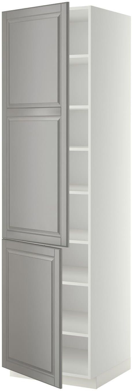 METOD High cabinet with shelves/2 doors - white/Bodbyn grey 60x60x220 cm