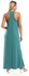Kady Striped Sleeveless Long Dress With Side Slits - Aqua Green