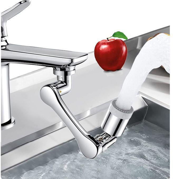 Swivel Faucet Connection-Extended 1080 Degree Spray Sink Filter - Silver