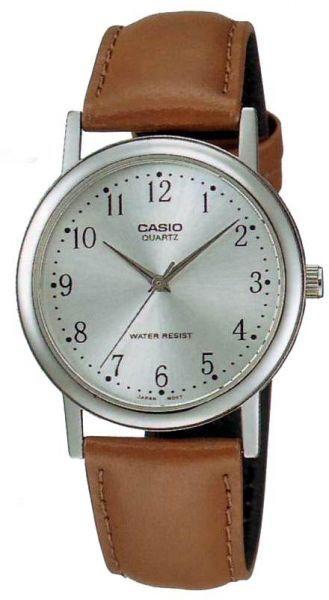 Casio Men's Classic Analog Silver Dial Brown Leather Band Watch [MTP-1095E-7BDF]