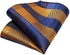 Gold Blue Striped Silk Necktie Set