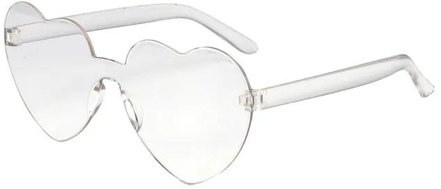 New One Piece Love Heart Lens Sunglasses Women Transparent Plastic Glasses Style Sun Glasses Female Clear Candy Color