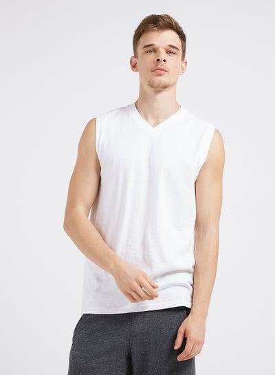 Sleeveless V-Neck T-Shirt White