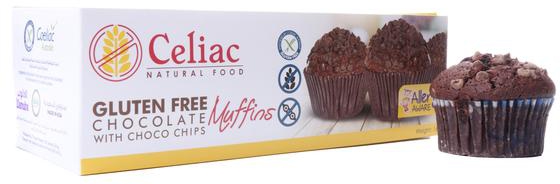 Celiac Gluten Free Chocolate Muffins with Choco Chips 3 Pieces