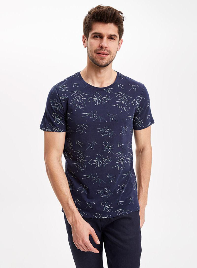 Patterned Slim Fit T-Shirt Indigo price from noon in Egypt - Yaoota!