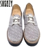 Shoozy Women Lace Up Flat Shoes - Grey