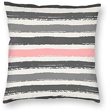 VERSUSWOLF Pillow Covers Hand Painted Soft Pink Light Gray Stripe Horizontal Brush Stroke Couch Throw Pillow Cover Square Soft Pillow Cases 12X12