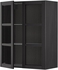 METOD خزانة حائط مع أرفف/بابين زجاجية - أسود/Lerhyttan صباغ أسود ‎80x100 سم‏