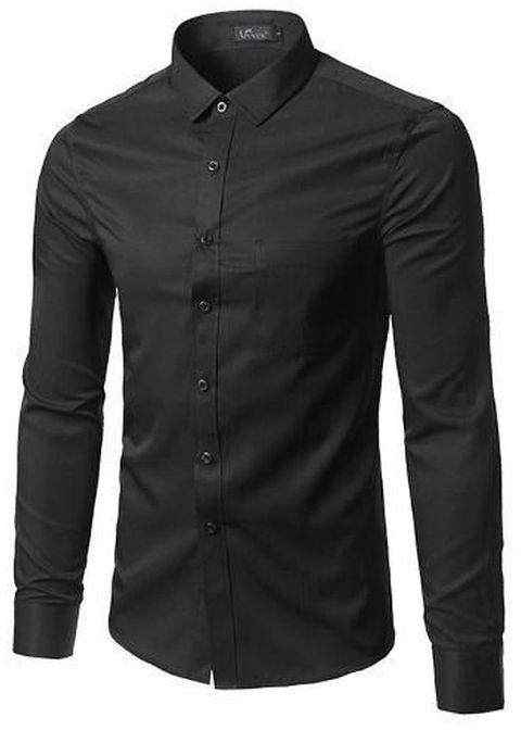 Fashion Turkey Official Slim fit Shirt For Men- Long Sleeved Black