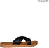 Alfio Raldo Comoda Crossed Patterned Strap Open Toe Sandals (Black)