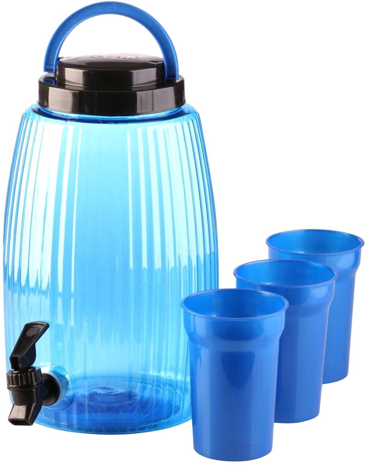 Max Plast Plastic Cooler Dispenser With Cups Blue And Black 4.7L 4 PCS