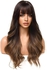 Women's Light Brown Wig With Bangs Long Wavy Hairstyle Heat-resistant Synthetic Fibers Light Brown