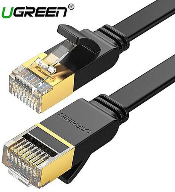 2 Meter Flat Ethernet Cable Cat7 RJ45 Network Patch Cable Flat 10 Gigabit 600Mhz Lan Wire Cable Cord Shielded For Modem, Router, PC, Mac, Laptop, PS2, PS3, PS4, XBox, And XBox 360 Black(MY) By HonTai