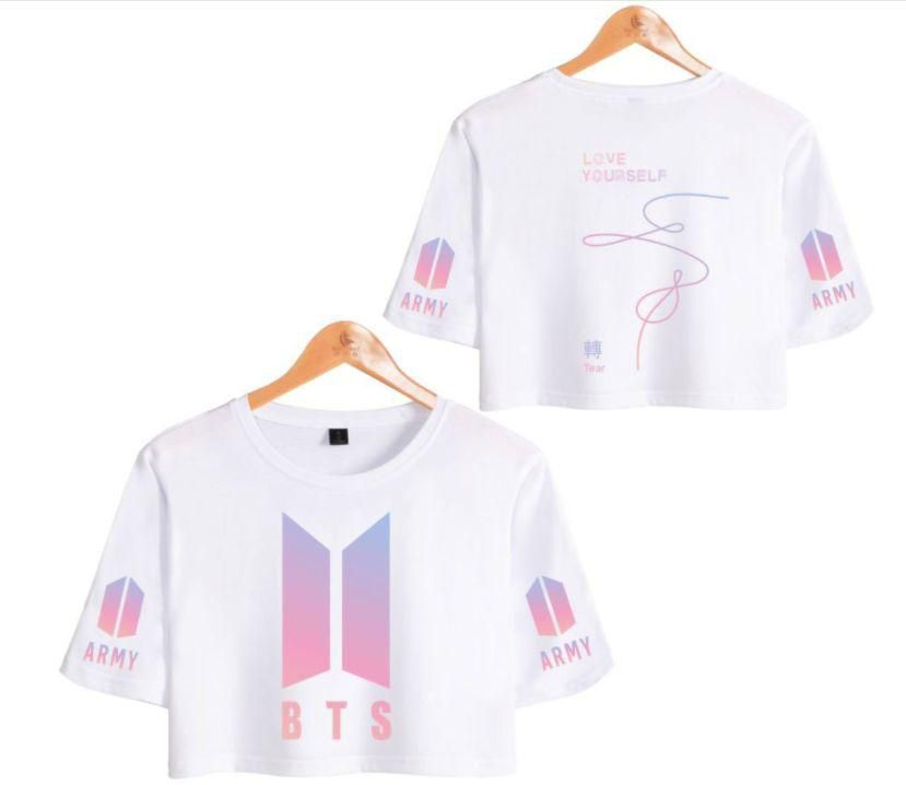 Unisex BTS Tshirt Simple Short Sleeve T-Shirt Leisure Round Neck T-Shirt Summer Print T-Shirt 