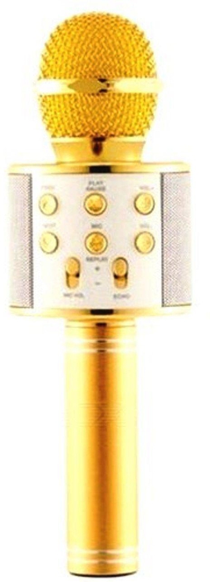 WS-858 Bluetooth Microphone - Changing Voices - And Speaker For Smartphone - Gold