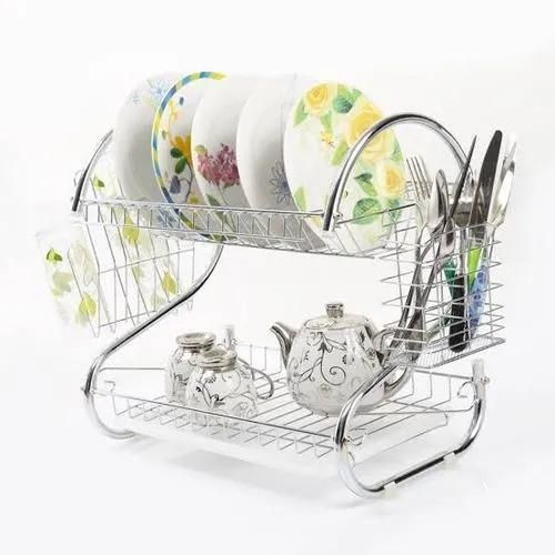 Generic 2 Layer Stainless Dish DrainerALL WHAT YOU NEED! Drainer that holds cutlery, utensils, glasses and up to 17 plates ELEGANT DESIGN! that will make your kitchen look cool and