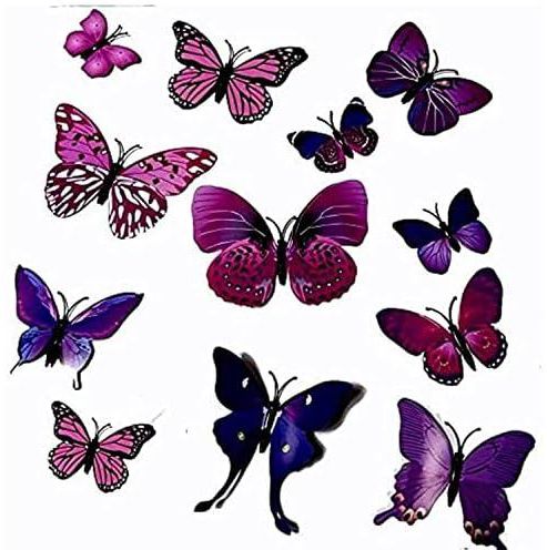 Butterflies Fridge Magnet (Multicolor) - 12 Pieces