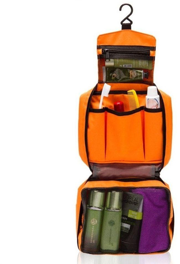 حقيبة منظمة لأدوات الإستحمام و الحلاقة والكريمات وأدوات التجميل وغيره لون برتقالي
