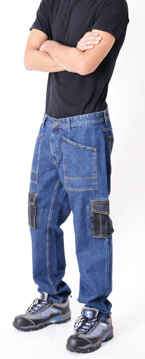 Work Jeans Pants, Dark Blue, 34, Jens1021