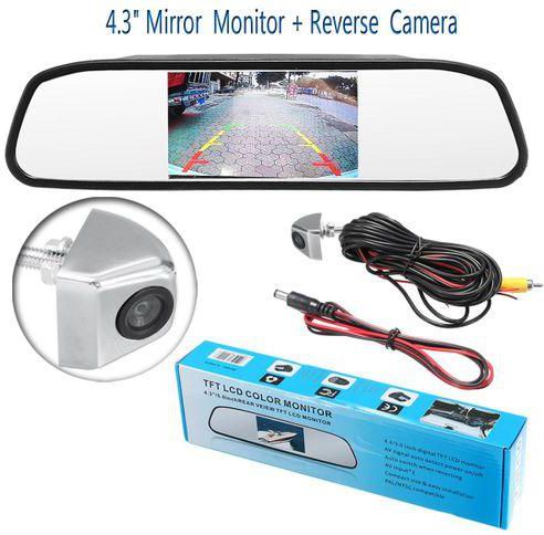 HD CCD Reverse Rear View Backup Camera Kit 4.3'' Car TFT LCD Monitor Mirror