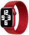 Metal Head Braided Nylon Solid Colour Replacement Strap Watchband for Apple Watch Series 7/6/SE/5/4/3/2/1 42/44/45mm, Size:M 155mm Red