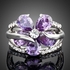 Platinum Plated Stellux Austrian Crystal Purple Flower Design Cubic Zirconia size7