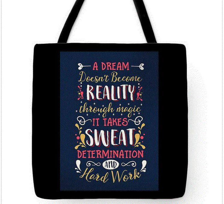 Canvas Shopping Tote Bag - Printed Words (REALITY DREAM)